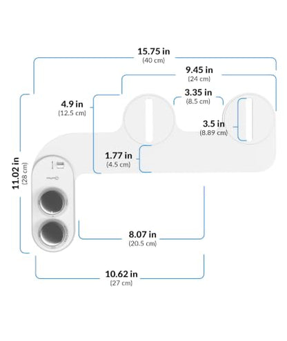 CLEAR REAR Bidet Attachment for Toilet Seat - Non-Electric with Self Cleaning Dual Nozzles, Leak Proof Connectors, Adjustable Water Spray, Rear & Feminine Wash - Hygienic Bathroom Upgrades (Warm/Cold) - color: E. White