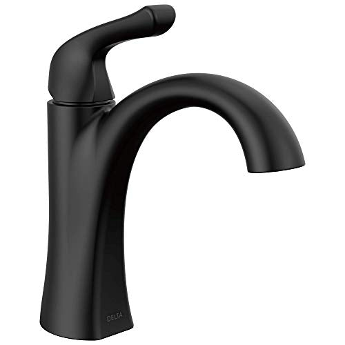 Delta Arvo Matte Black Bathroom Faucet 1 Hole, Single Hole Bathroom Sink Faucet for Vanity, Push-Pop Drain Assembly, Matte Black 15840LF-BL - color: Matte Black