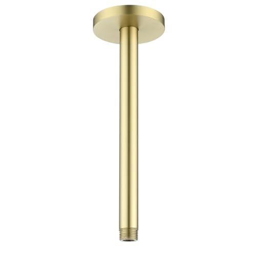 RANDOM Shower Arm with Flange,Gold 8 Inches Ceiling Mount Shower Head Extension Arm Straight Arm Ceiling-Mounted For Fixed Shower Head,Brushed Gold.RD-91038-8BG - color: 8″ Brushed Gold(Round Flange)