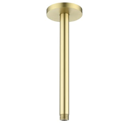 RANDOM Shower Arm with Flange,Gold 8 Inches Ceiling Mount Shower Head Extension Arm Straight Arm Ceiling-Mounted For Fixed Shower Head,Brushed Gold.RD-91038-8BG - color: 8″ Brushed Gold(Round Flange)