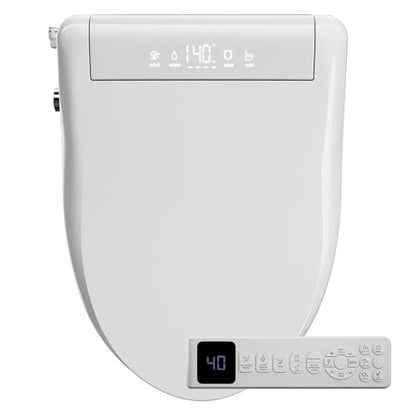 Sanyipace Smart Toilet Seat, Elongated Heated Toilet Seat with Bidet, Warm Water & Air Dryer, Multi-Color Night Light, Electronic Bidet with Soft-Close Automatic Lid, Aromatherapy Function