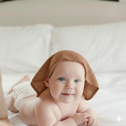 Muslin Baby Washcloths for Newborns, Pack of 8, 11"x11", Super Soft Cotton, Absorbent and Gentle, Baby Cotton Wipes, Baby wash Cloths - color: Brown