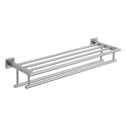 Bathroom Towel Rack with Double Towel Bar Bathroom Hotel Shower Shelf SUS304 Stainless Steel Modern Wall Mounted Holder 28 Inch Brushed Nickel - color: Brushed Nickel, size: 28 Inch/ 70cm
