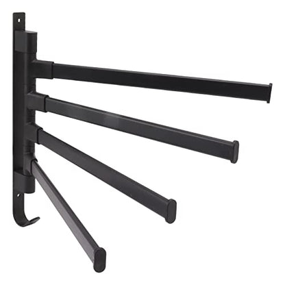 Heavy Aluminum Swivel Towel Bar, Matte Finish Wall Mounted Rack with Hooks Organize Towels and Clothes Save Space with Multi Arms Rustproof Suitable for Bathroom Bedroom Kitchen - color: 4 Arms