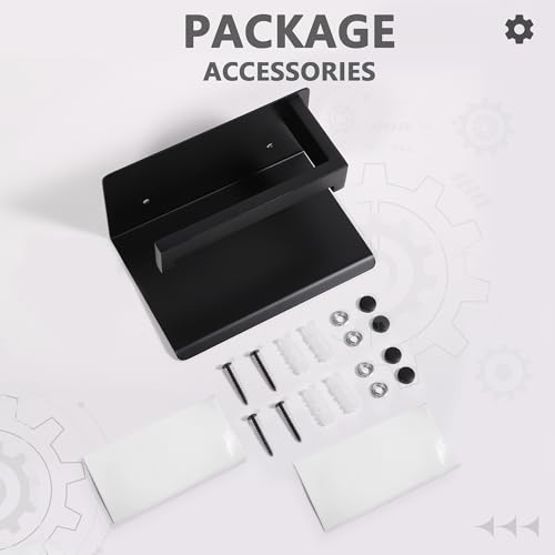 LANC 2-Pack Black Toilet Paper Holder with Shelf, Toilet Tissue Roll Holder with Phone Shelf for Bathroom Wall Mounted Toilet Paper Roll Holder 304 Stainless Steel, Right Hand A8367MB-P2 - color: Matte Black, size: Right-2 PCS