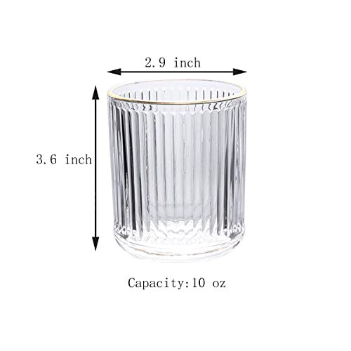 Gaolinci 2 Pcs Glass Tumbler Cup,Toothbrush Holder, Bathroom Cups, 10 oz - color: Gold Edge, size: 10 oz