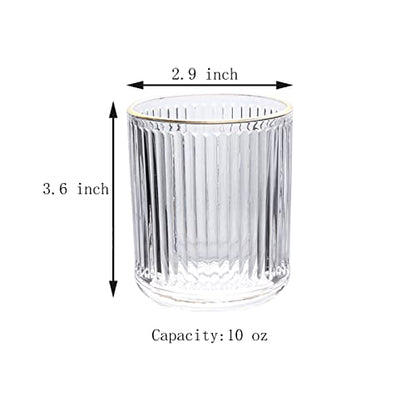 Gaolinci 2 Pcs Glass Tumbler Cup,Toothbrush Holder, Bathroom Cups, 10 oz - color: Gold Edge, size: 10 oz