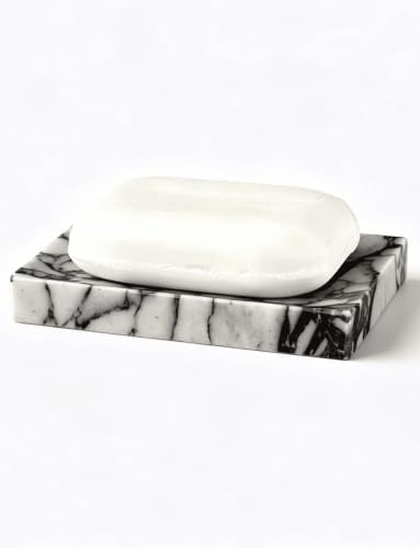 Marble Soap Dish for Shower | Real Marble Calacatta Viola, Non-Slip Feet, Stone Bar Soap Saver, Holder Container for Bathroom Decor Accessories Rectangular - size: Calacatta Viola