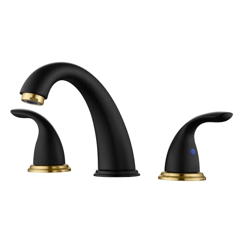 sumerain 8 Inch Widespread Bathroom Faucet 3 Hole Vanity Faucet SUS 304 Stainless Steel, Black&Gold - color: Black and Gold