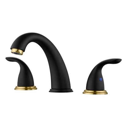 sumerain 8 Inch Widespread Bathroom Faucet 3 Hole Vanity Faucet SUS 304 Stainless Steel, Black&Gold - color: Black and Gold