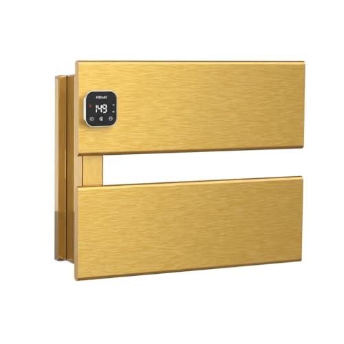 L Series Electric Towel Warmer for Bathroom, 2 Panel, Gold | Thermo Control and Timer, Fast Heat in 3 Mins, Dry Towels in 4 hrs, Memory Function, Work with Smart Plug, Left-Wiring - color: Gold, size: 2 Panel