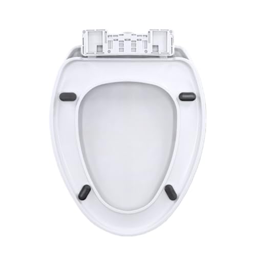 Soft Close Round Toilet Seat with Cover – Plastic, Easy Installation & Cleaning, Fits Most Standard Toilets (White) - size: V