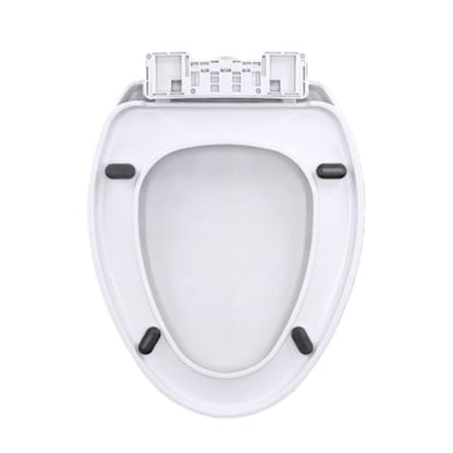 Soft Close Round Toilet Seat with Cover – Plastic, Easy Installation & Cleaning, Fits Most Standard Toilets (White) - size: V