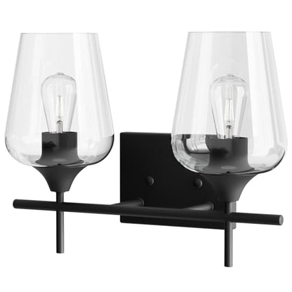 VONLUCE 2 Light Bathroom Vanity Light Fixture,Matte Black | Wine Glass Shades, E26 Sockets, Easy to install, Vanity Lights for Bathroom Bedroom Hallway Living Room - color: Black, size: 2-Light