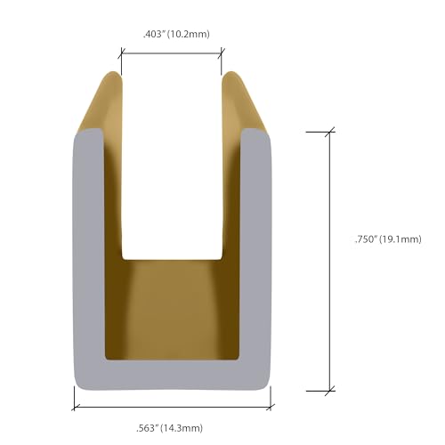 Brixwell SDCD38BGA-CCP4 Brite Gold Anodized 3/8" Fixed Panel Shower Door Deep U-Channel - 4 inch Sample - color: Brite Gold, size: 4 Inch - Sample
