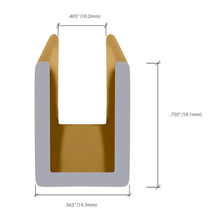 Brixwell SDCD38BGA-CCP4 Brite Gold Anodized 3/8" Fixed Panel Shower Door Deep U-Channel - 4 inch Sample - color: Brite Gold, size: 4 Inch - Sample