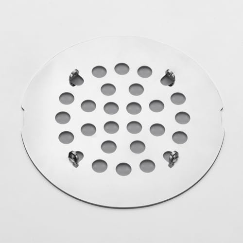 Snap-in Shower Drain Cover 4-1/4 inch Shower Strainer Grid Round (1, Chrome) - color: Chrome