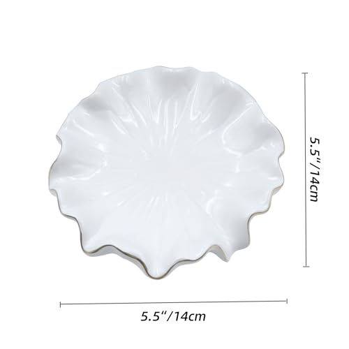 Ceramic Soap Dish Self-Draining Lotus Leaf Soap Holder Soap Saver for Bathroom,Kitchen,Sink,Bathtub(White) - color: White