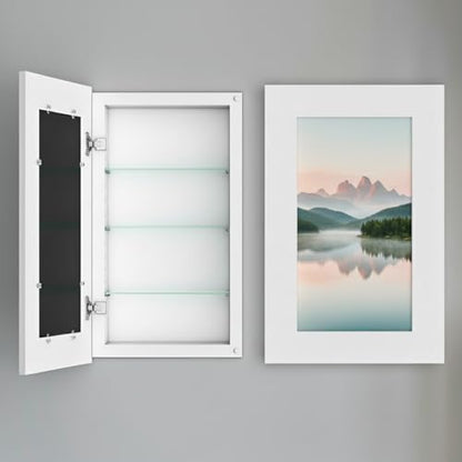 Medicine Cabinet No Mirror, Without Mirror, For Bathroom Storage 14x24 | Houseables Recessed Medicine Cabinet, 17x27, 14x24, Hidden In Wall Niche, Picture Frame, Concealed, Built In, Shelf Insert - size: 14" x 24" ID, 17" x 27" OD