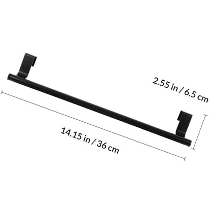 SHOWERORO 2pcs Black Stainless Steel Towel Bars No-Drill Over Door Towel Holders 36cm Large Bathroom and Kitchen Wall-Mounted Storage Racks