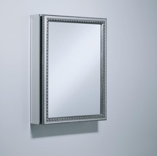 Kohler CB-CLW2026SS Aluminum Bathroom Medicine Cabinet with Mirror, Decorative Silver Framed Mirror Door, Adjustable Shelves, Rectangular Frame, 20 in. W x 26 in. H