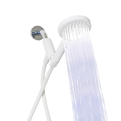 sproos! - Handheld Showerhead, High Pressure Performance, White | Colorful - Easy DIY Installation - Renter Friendly - 3 Spray Functions with Pause - Extra Long 70 Inch Flexible Hose - color: White