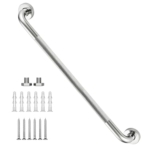 32 Inch Shower Grab Bar, Brushed Nickel Anti Slip Safety Bars, 304 Stainless Steel Bathroom Handrail, Handicap Grab Bars for Wall, Shower Grip Handle for Seniors Elderly Injury Assist Bath (1.25" Dia) - color: Brushed Nickel, size: 32 Inch