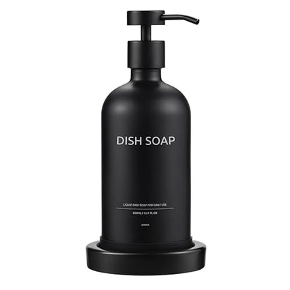 Glass Soap Dispenser Bathroom Set by Janxin, Foaming Kitchen soap Dispenser with Ceramic Tray for Dish Soap, Liquid Soap Dispenser for Hand Soap, Lotion, Body Wash (Black) - color: Black D