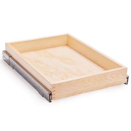 23”W x 21”D x 3”H Soft Close Slide Out Wood Drawer Organizer for Kitchen, Bottom and Side Assembly (Cabinet Opening>23.5 inches for Bottom Assembly, Opening= 23 inches for Side Assembly) - size: 23''W x 21''D