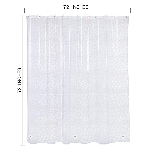 EVA Clear Shower Curtain Liner, 3D Water Cube 5G Shower Liners with 12 Rustproof Metal Grommets and Weighted Magnets, Waterproof Duty for Bathroom 72 x 72 - color: Cube-clear