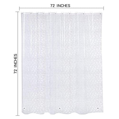 EVA Clear Shower Curtain Liner, 3D Water Cube 5G Shower Liners with 12 Rustproof Metal Grommets and Weighted Magnets, Waterproof Duty for Bathroom 72 x 72 - color: Cube-clear