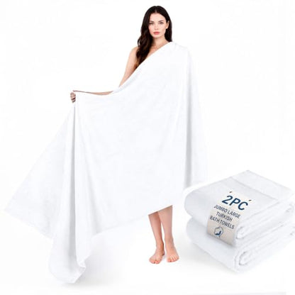 Cotton Paradise 100% Cotton Turkish Towel Set, Soft Absorbent Quick Dry, 2 Piece 35x70 Bath Sheet Set, Snow White - color: Snow White, size: 35"x70"