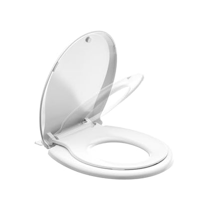 JINGZE Round Toddler Toilet Seat Adult/Child,Built-In Potty Training Seat, Soft Quiet Close Non-Slip Seat, Easy to Install & Clean,Magnetic Kids Seat and Cover,White - color: White, size: Round 16.5inch with Baby Seat