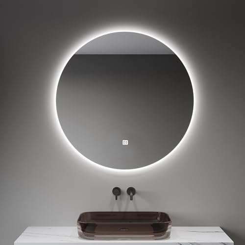 20" Round Backlit Bathroom Mirror with Lights, Circle LED Smart Mirror for Bathroom, Stepless Dimmable, 3-Color Dimming, Wall Mounted Vanity Mirror with Memory Function, IP54, Touch Button