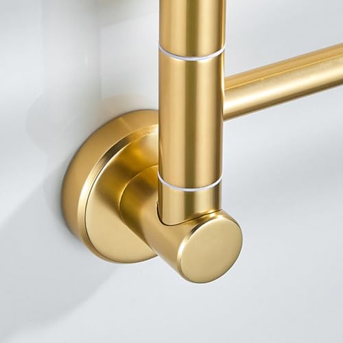 ZHOUXIAO Swing Out Towel Bar Holder Wall Mount/Gold Finish Swivel Towel Rack for Bathroom or Kitchen, Metal Towel Bar Folding Arm Swivel Hanger Bathroom Storage 2Bars
