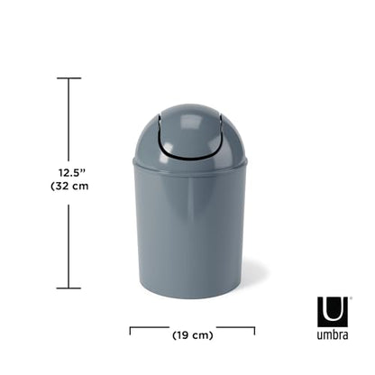 Umbra 1.25 Gallon Mini Waste Can with Removable Swing-Top Lid - Small Garbage Bin for Kitchen, Bathroom, Bedroom, Office - Compact Trash Can Fit Under Tables & Counters - Slate Blue - color: Slate Blue