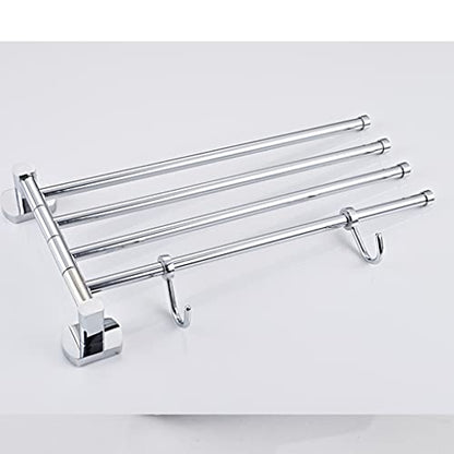 FAMMIX Modern Brass Chrome Swing Out Towel Bar, Folding Arm Swivel Hanger Bathroom Storage Organizer Rustproof Wall Mount, Swivel Towel Rack for Shower Room, Kitchen 4Bars - size: 4Bars