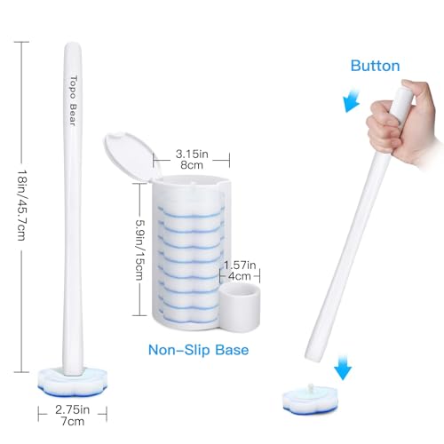 Disposable Toilet Brush Holder Set Toilet Wand (Pack of 2) Toilet Cleaner Scrubber with 24 Refills - size: 2 brushes+24 Refills