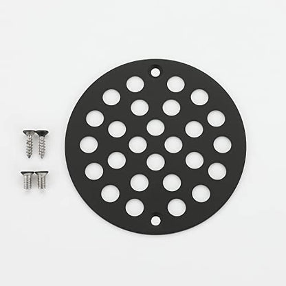 Round 4 Inch Screw-in Floor Drain Cover Replacement Shower Drainer Grate with Screws (Matte Black) - color: Matte Black