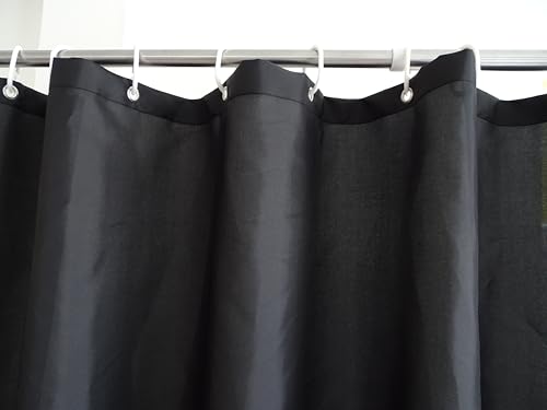 Fabric Black Shower Curtain Liner, Washable Light Weight Cloth Shower Curtains Bathroom with Bottom Weight, Water Repellent, 72x72 inch - color: Black, size: 72"W x 72"L (Pack of 1)