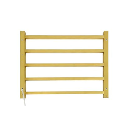 Luxury Heated Towel Rack Wall Mounted Towel Warmers, 5 Bars Towel Warmer Rack for Bathroom with Timer & Temperature Multi-Level Adjustable, Hardwired and Plug-in Compatible (Brushed Gold)