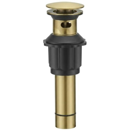 Bathroom Sink Pop Up Drain Stopper, BWE Brushed Gold Finish Stainless Steel Drain with Overflow, Household Universal Vanity Sink Drain Replacement - color: Brushed Gold