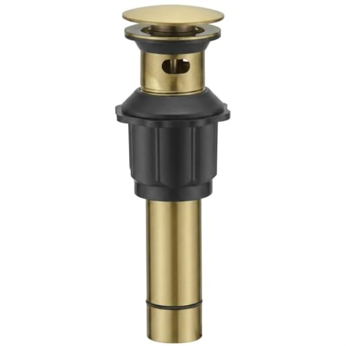 Bathroom Sink Pop Up Drain Stopper, BWE Brushed Gold Finish Stainless Steel Drain with Overflow, Household Universal Vanity Sink Drain Replacement - color: Brushed Gold