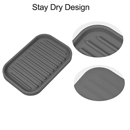 VOCOSTE Silicone Soap Dish, Dark Gray, 13.5x9cm | Soap Cleaning Storage, Keep Soap Dry, For Home Bathroom Kitchen - color: Dark Gray