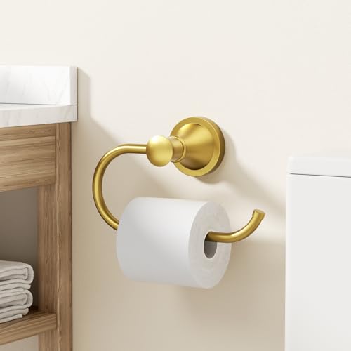 Toilet Paper Holder Wall Mounted Bathroom Tissue Holder Brushed Gold | Pivoting Tissue Roll Holder, High Quality Stainless Steel Hand Towel Ring Rustproof, Bathroom Accessories,Toilet Storage - color: Brushed Gold