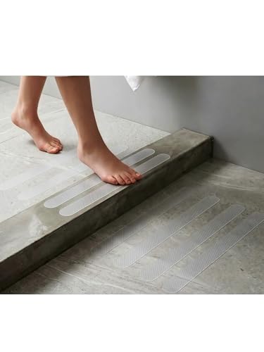 Clear Non Slip Grip Tape Strips 20 x 2 cm, Peel and Stick Stair Treads for Bathroom Shower Tub Pool Balcony, 10 Pack (Transparent,10) - color: Transparent
