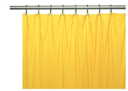 Elegant Heavy Duty Vinyl Shower Curtain Liner with 12 Metal Grommets Yellow - color: Yellow