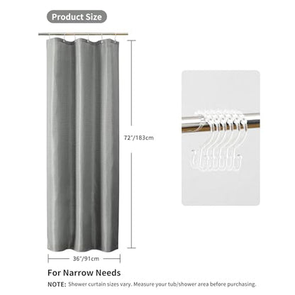 QiyI 3 in 1 Waffle Shower Curtain Set with Liner, Grey, 36 x 72 | Shower Curtain and Liner Set with Hooks, Waterproof Stall Bathroom Curtain with PEVA Liner & 6 Double Sided Plastic Rings - color: Grey, size: 36"W x 72"L (Pack of 1)