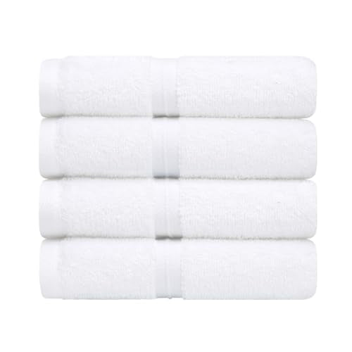 Luxury & Soft Washcloths Set of 4 (12"" x 12"") Hotel Quality, Versatile as, Face Towels, Hand Towels, 100% Cotton Wash Cloths, Makeup Towels, Hotel Rags -%100 Cotton - White - color: White
