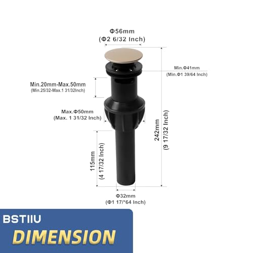 Bathroom Sink Drain with Overflow, Bathroom Sink Stopper for Vanity Vessel Sink,Universal Rapid Draining Plastic Pop-up Sink Drain with Anti-Clog Strainer, Brushed Gold - color: Brushed Gold